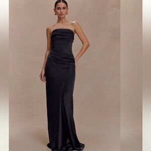 Meshki Jasmine Strapless Satin Maxi Dress  Size XL New With Tag